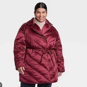 Brand New! Women’s Burgundy Puffer Jacket- Ava and VIV